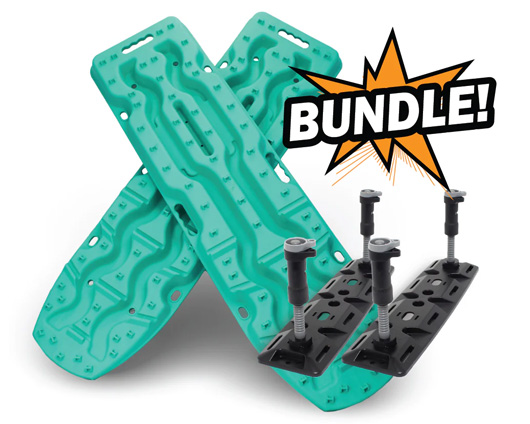 Exitrax® Recovery Board Ultimate 1150 - Aqua Marine, Pair + Recovery Board Mounts Bundle